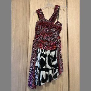 Catherine Maladrino Silk Pleated Cocktail Dress